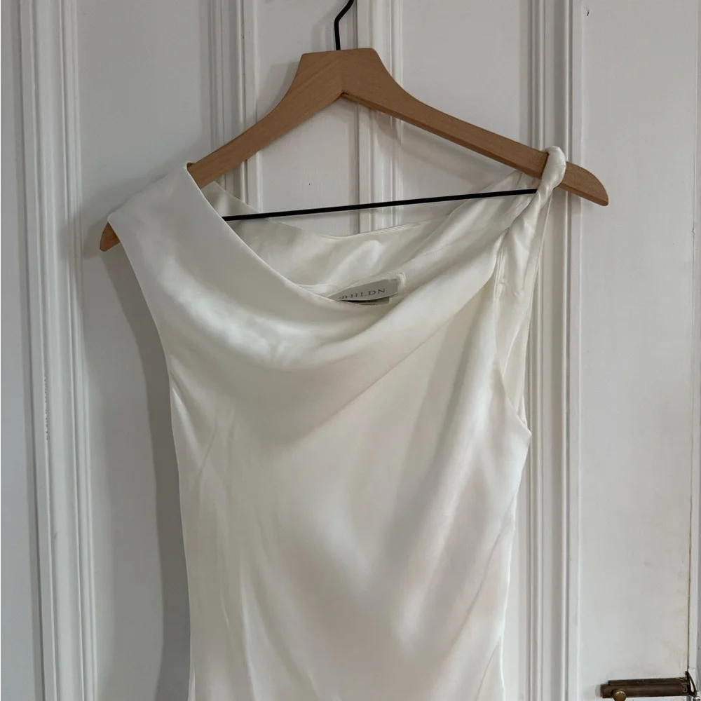 BHLDN Sienna Off-The-Shoulder High-Shine Satin Maxi Dress - Picture 5 of 7